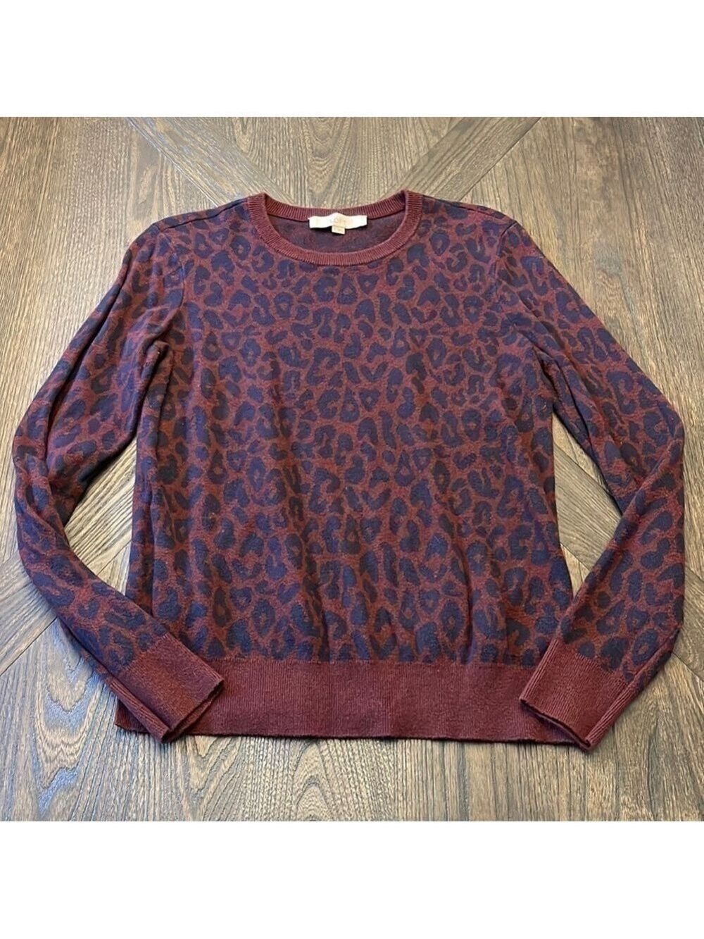 Loft Maroon Animal Print Sweater Medium